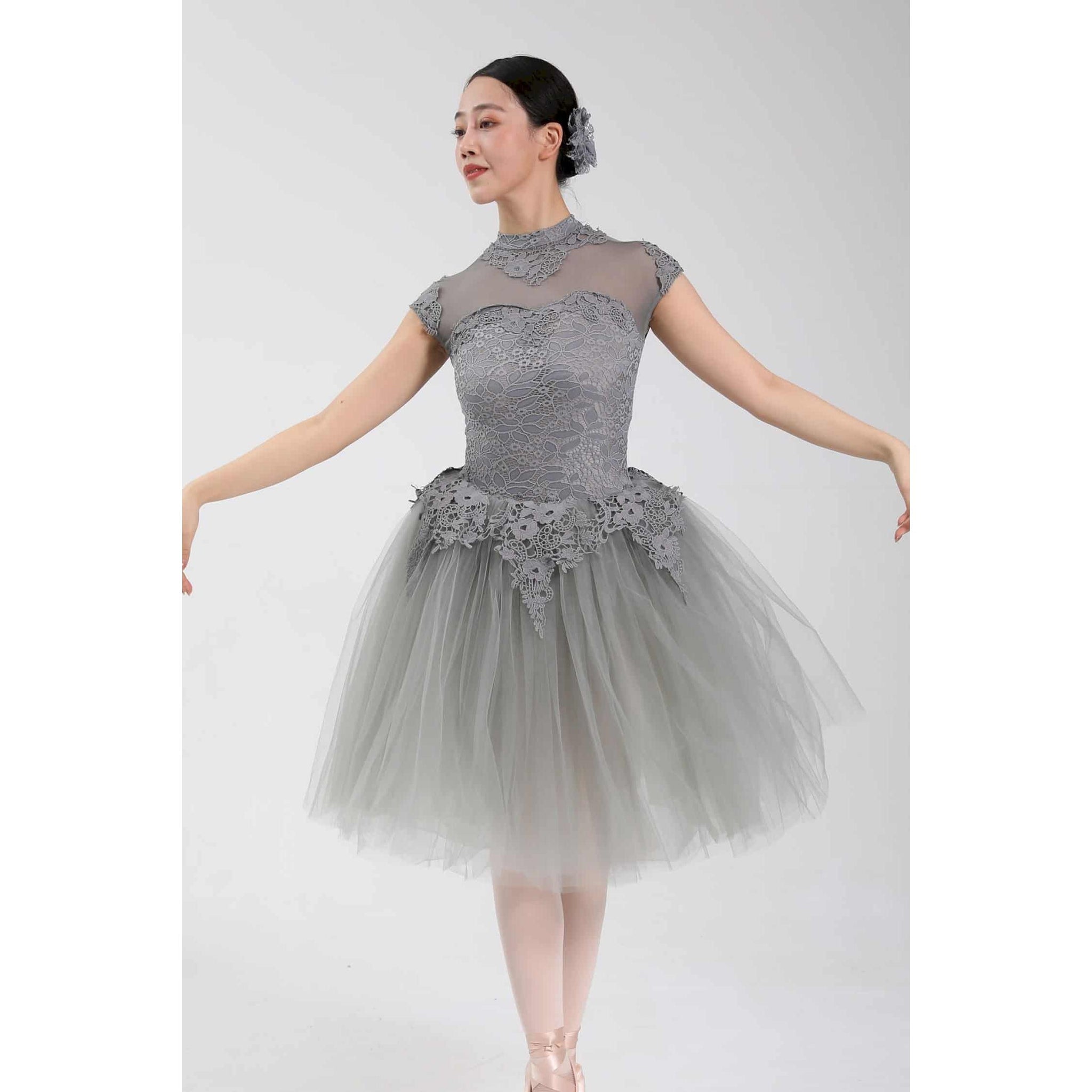 'Whisper Fairy' Pewter Grey Ballet Tutu Skirted Leotard