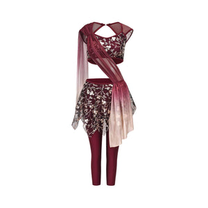 'Life and Joy' Burgundy Lyrical Two Piece Dance Costume