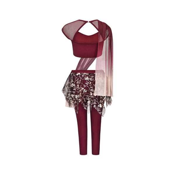 'Life and Joy' Burgundy Lyrical Two Piece Dance Costume