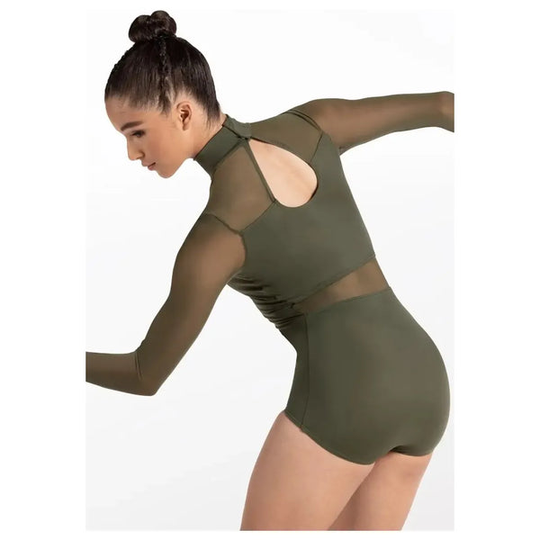 Balera Asymmetric Mesh Plunge Leotard