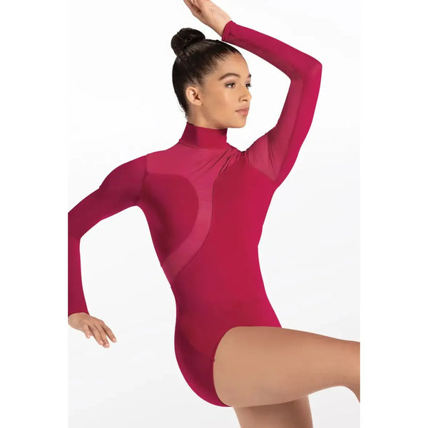 Balera Asymmetric Mesh Plunge Leotard