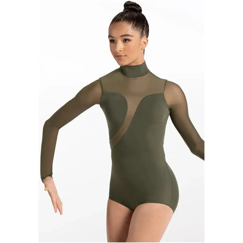 Balera Asymmetric Mesh Plunge Leotard