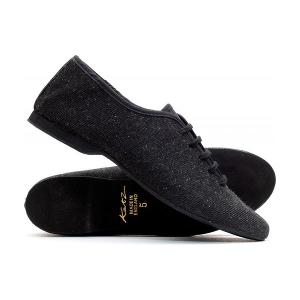 Black Glitter Hologram Full Suede Sole Jazz Shoes