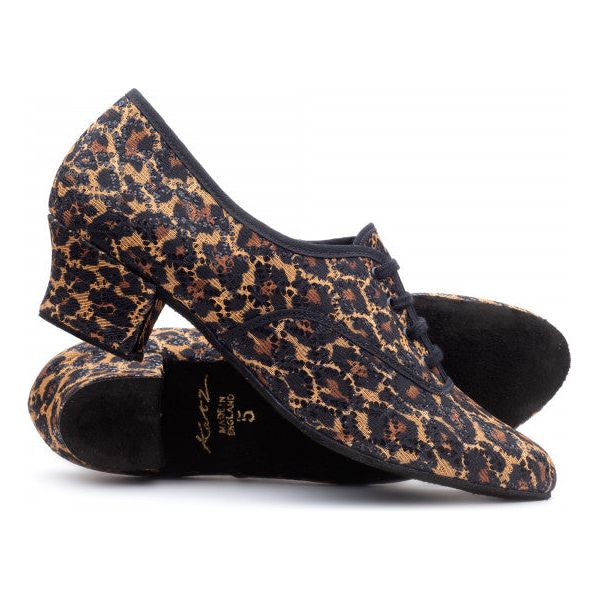 Glitter Animal Print Cuban Heel Suede Sole Ballroom Dance Shoes