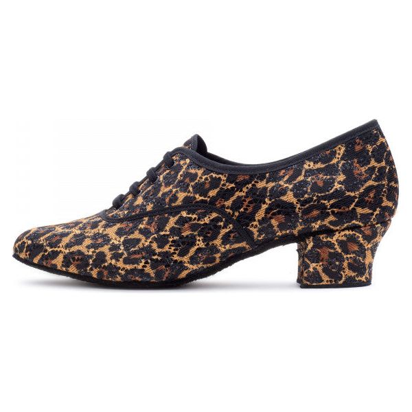 Glitter Animal Print Cuban Heel Suede Sole Ballroom Dance Shoes