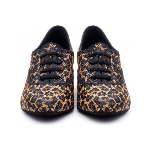 Glitter Animal Print Cuban Heel Suede Sole Ballroom Dance Shoes