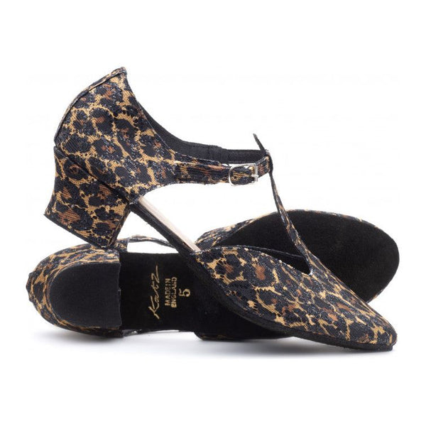 Black Glitter Leopard Print Cuban Heel Greek Dance Sandal Ballroom Practice Shoes