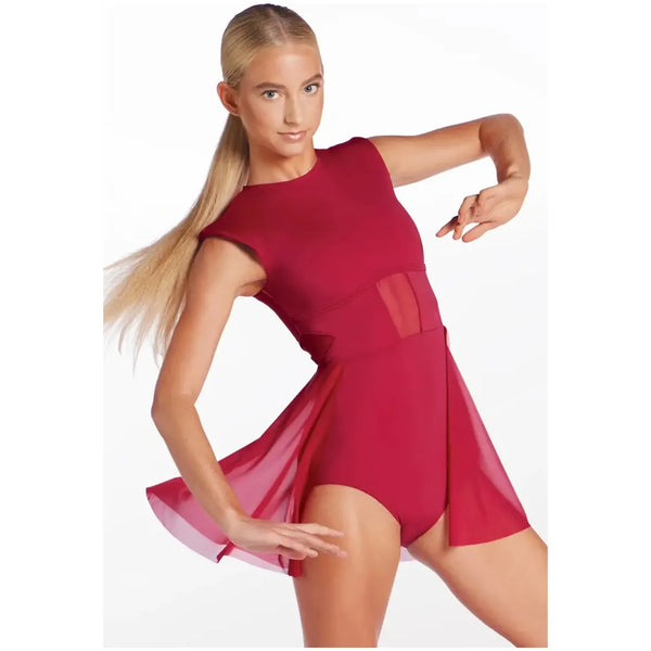 Balera Bold Sleeve Back Panel Skirted Leotard