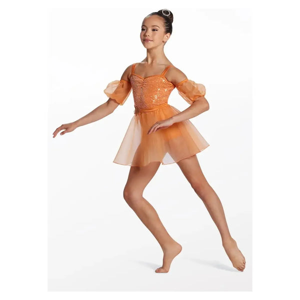 'Your Hand is Safe in Mine' Puff Sleeve Sequin Dress Dance Costume - Surf Green or Apricot