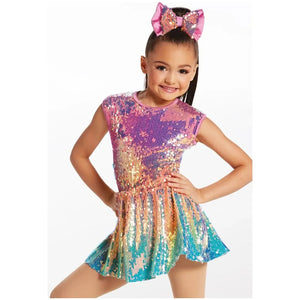 'Neon Lights' Ombre Sequin Skater Dress Jazz Costume