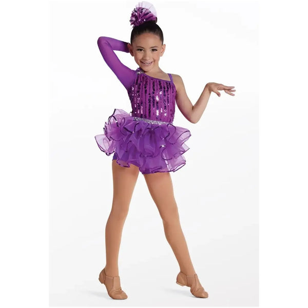 'Get Up and Dance' One Sleeve Sequin Tiered Dance Dress