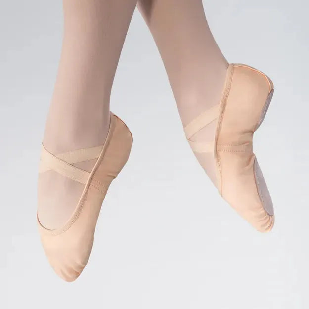 Split-Sole Two-Way Stretch Pink Canvas Ballet Shoe