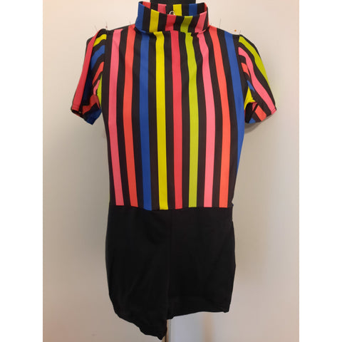 PRE-LOVED Multi-Colour Stripe Biketard - age 9-10