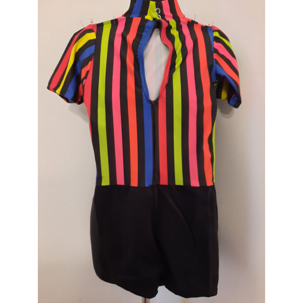 PRE-LOVED Multi-Colour Stripe Biketard - age 9-10