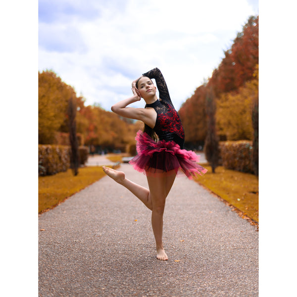 'Georgia' Sequin & Lace Half Net Tutu Unitard Dance Costume