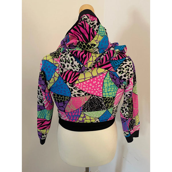 PRE-LOVED Bright Patterned Crop Street Dance Hoodie - approx age 7-8