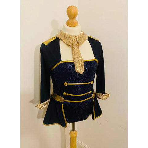 HIRE - Navy & Gold Sequin Military Style Costumes - age 12