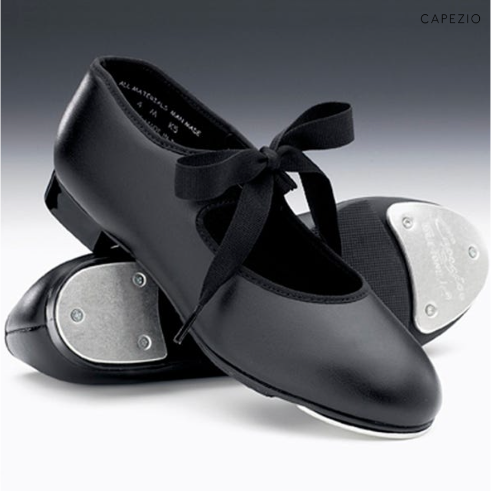 'Junior Tyette' Black Tap Shoes - Medium or Wide Fitting