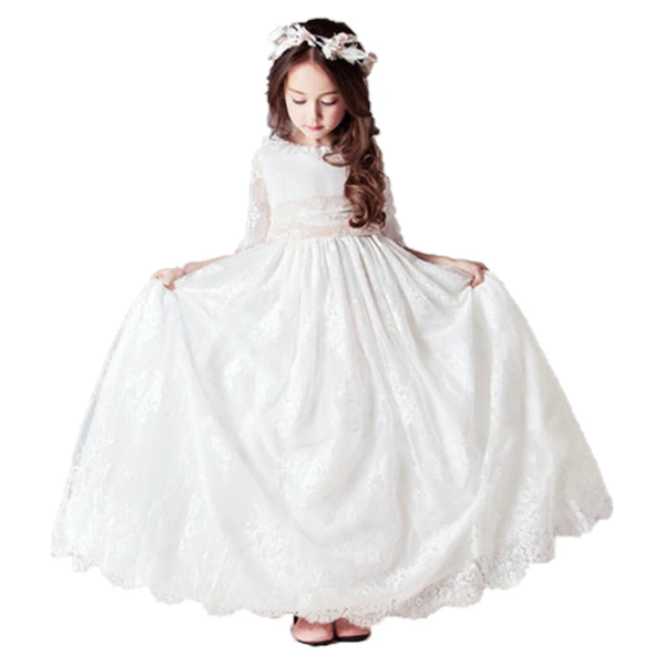 'Ella' White Lace Holy Communion Dress