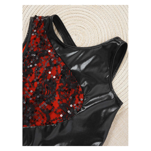 Red & Black Lace Asymmetric Dance Dress