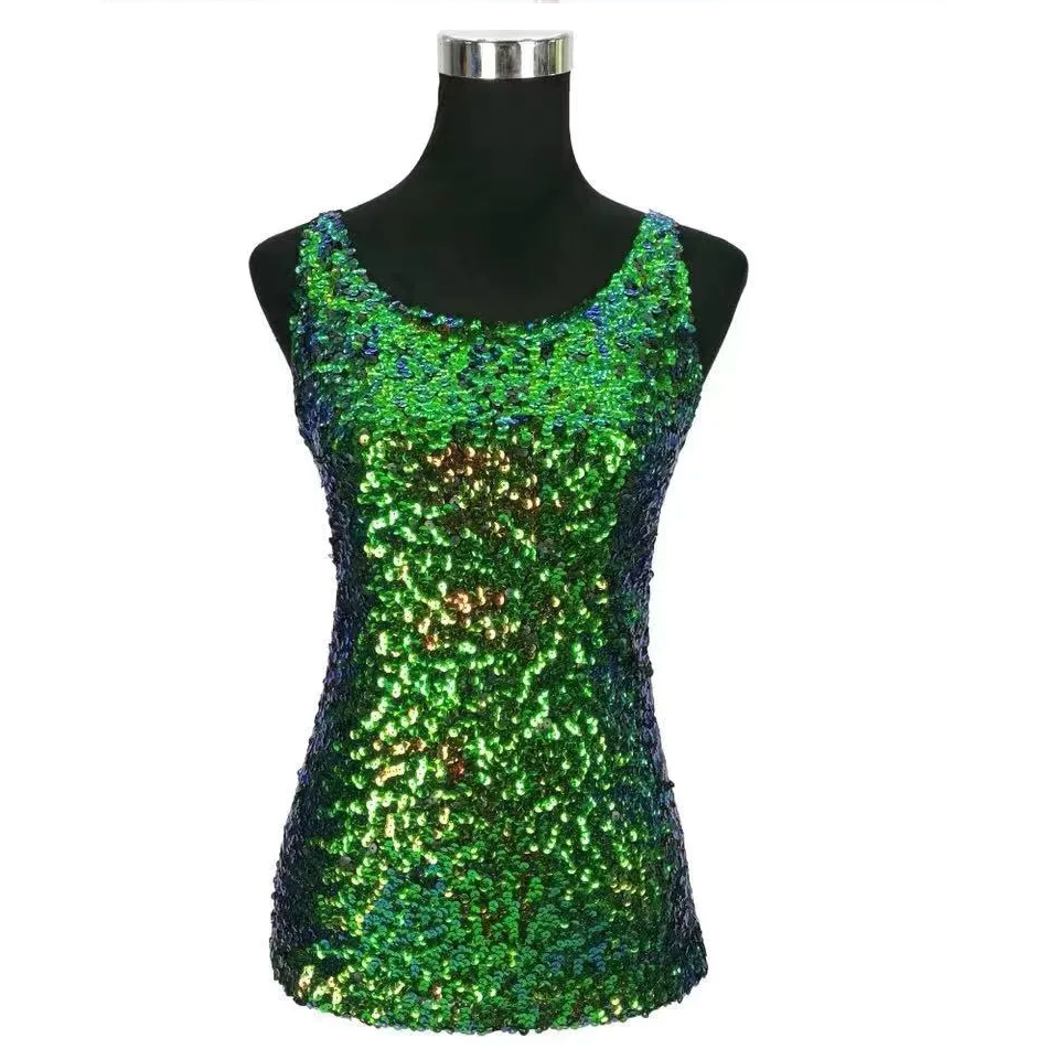 Sequin Front Longline Vest Top