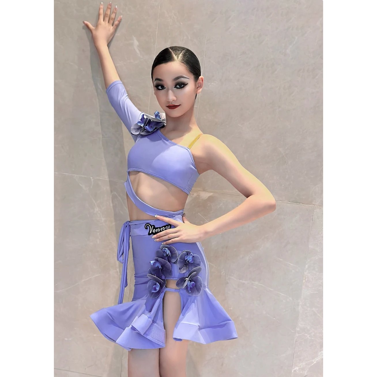 Venny Purple Bodycon Two Piece Latin Dance Competition Costume