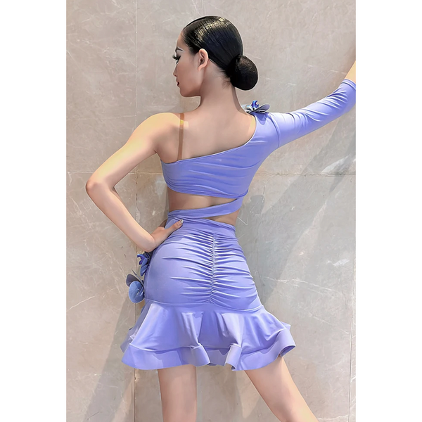 Venny Purple Bodycon Two Piece Latin Dance Competition Costume