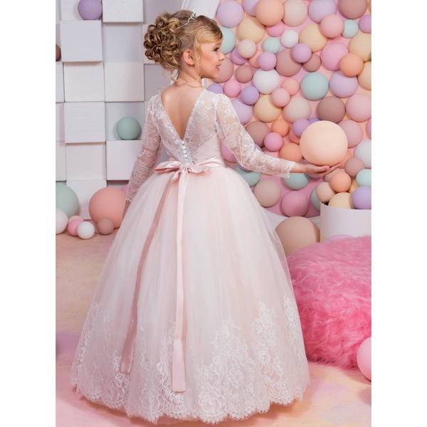 'Sofia' Blush Pink Girls Bridesmaid Flower Girl Birthday Occasion Dress