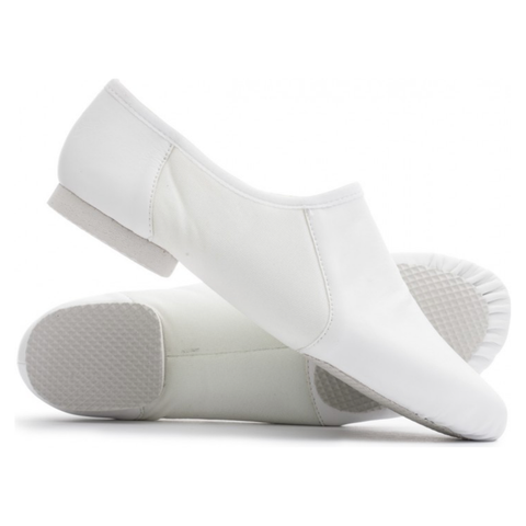 Pull On Jazz Shoes | Rubber Split Sole - White