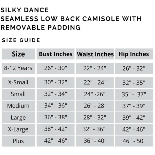 Seamless Low Back Camisole with Removable Padding | Dance Underwear - Nude or Dark Nude