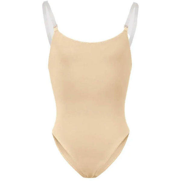 Girls 'Auva' Adjustable Strap Bodysuit | Dance Underwear - Sand or Tan