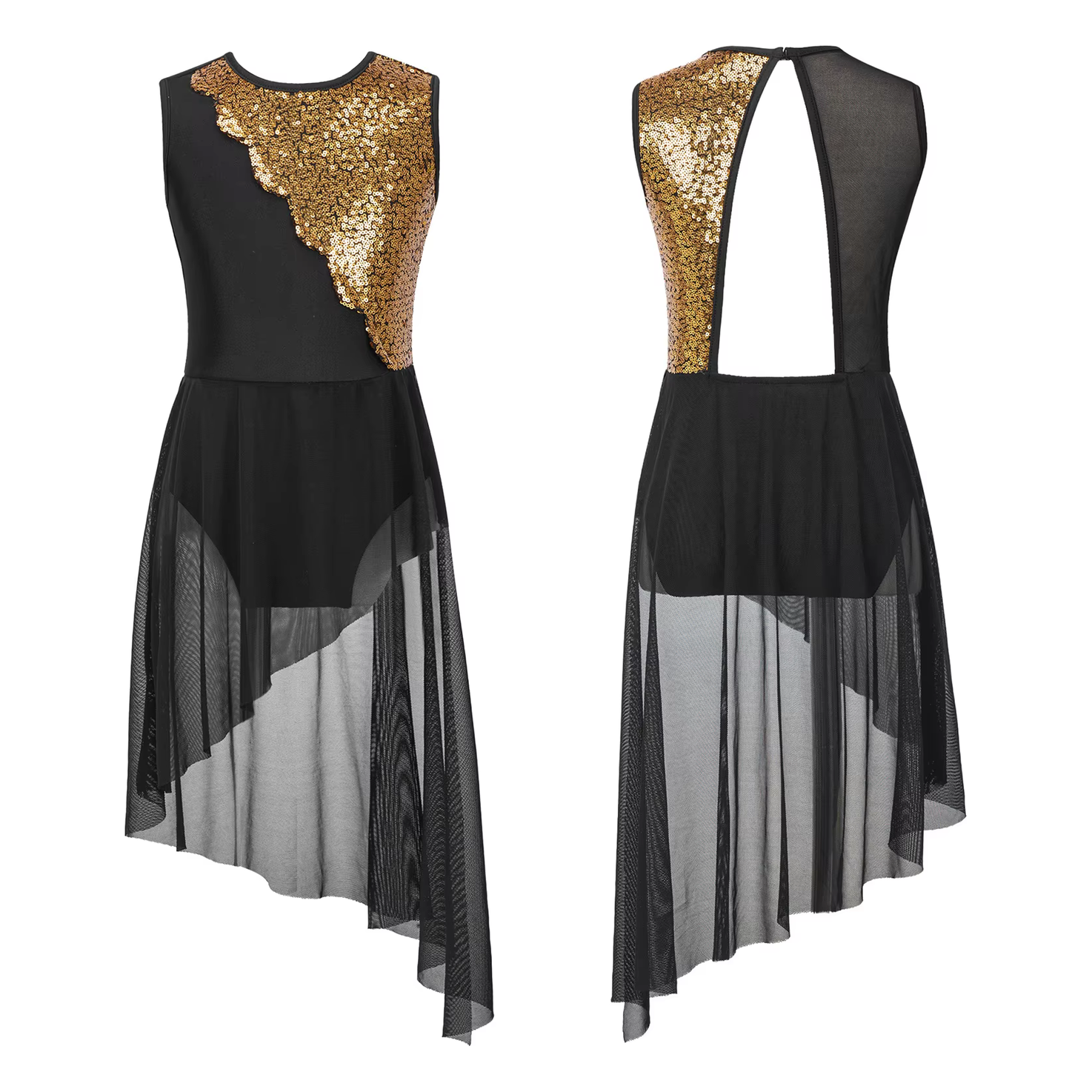 Black & Gold Sequin Lyrical Dress