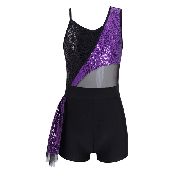 Black & Purple Sequin Jazz Unitard