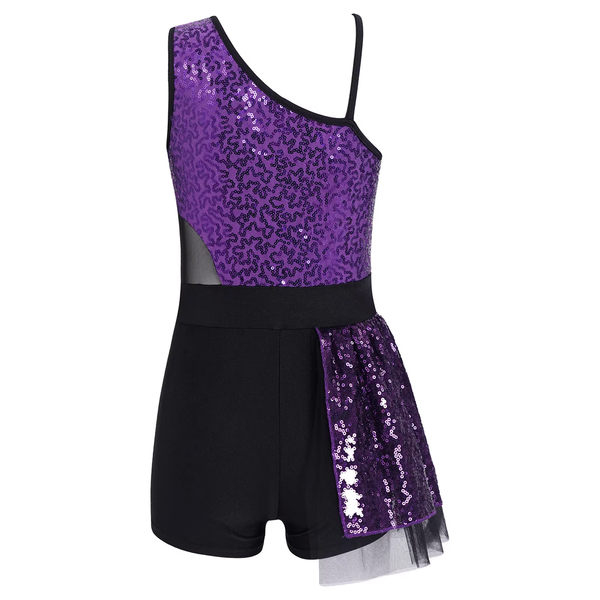 Black & Purple Sequin Jazz Unitard