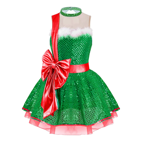 Green & Red Christmas Gift Sparkle Dance Dress