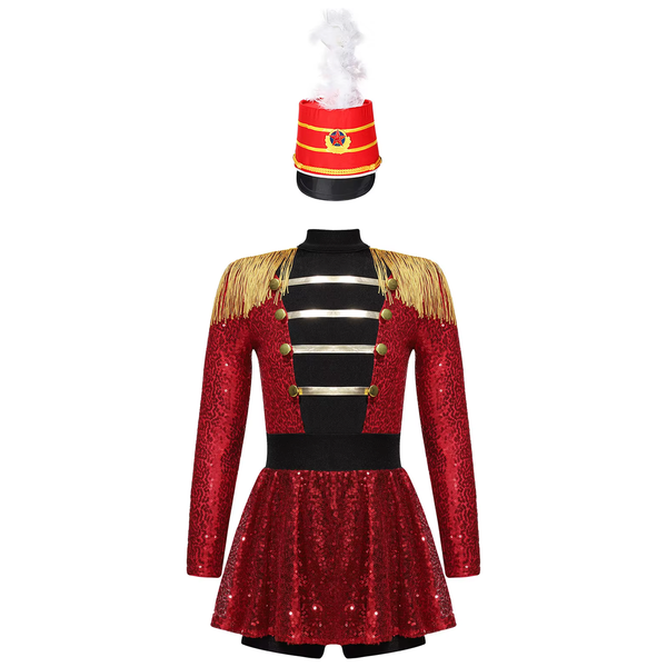 Red Ringmaster/Toy Soldier Skirted Unitard Dance Costume