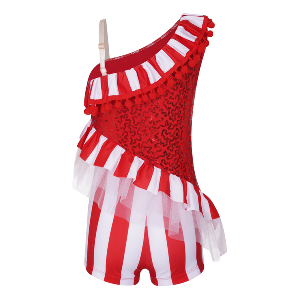 Red & White Candy Cane Christmas Dance Unitard