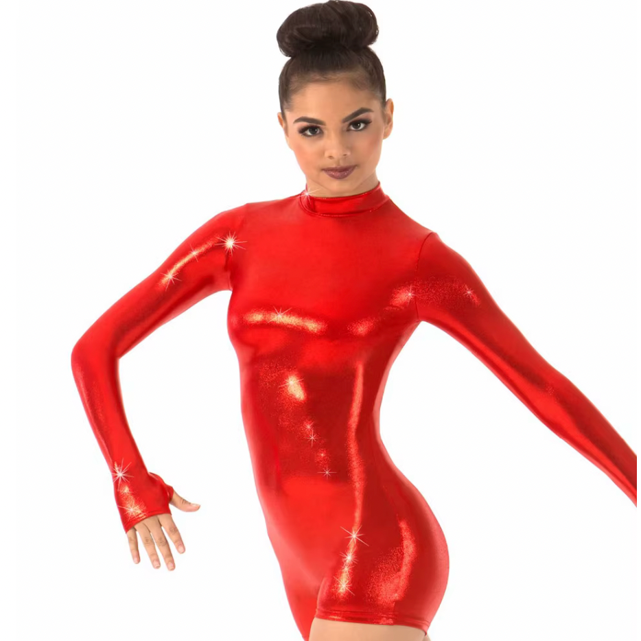 Adult Mock Neck High Shine Dance Biketard Unitard