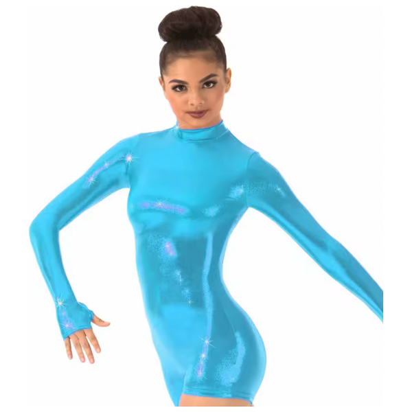 Adult Mock Neck High Shine Dance Biketard Unitard