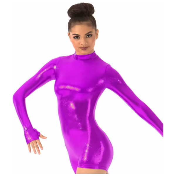 Adult Mock Neck High Shine Dance Biketard Unitard