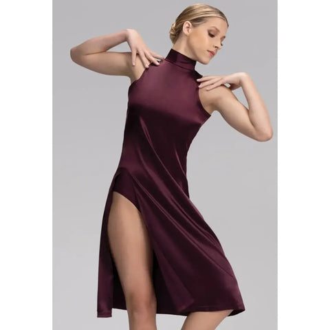 Charmeuse Mock Neck Sleeveless Contemporary Dance Dress