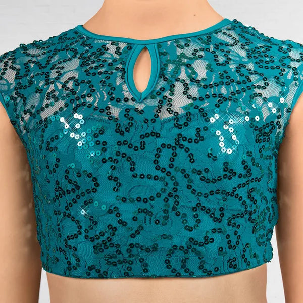 Sequin Lace Dipped Hem Lyrical Two Piece Costume - Magenta or Teal