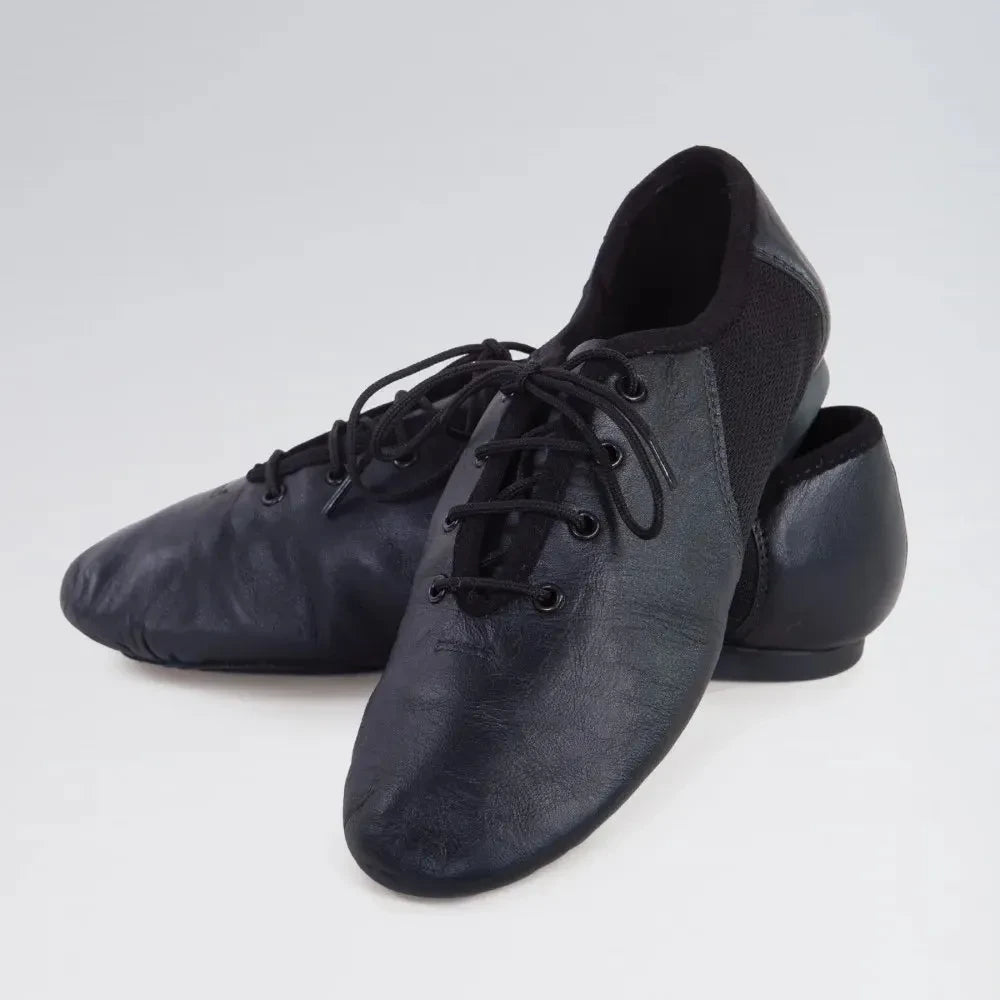 Black Laced Suede Split-Sole Jazz Shoes