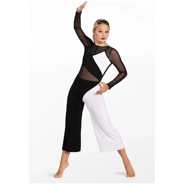 'All We Got' Contemporary Lyrical Colourblock Culotte Jumpsuit Dance Costume - various colours