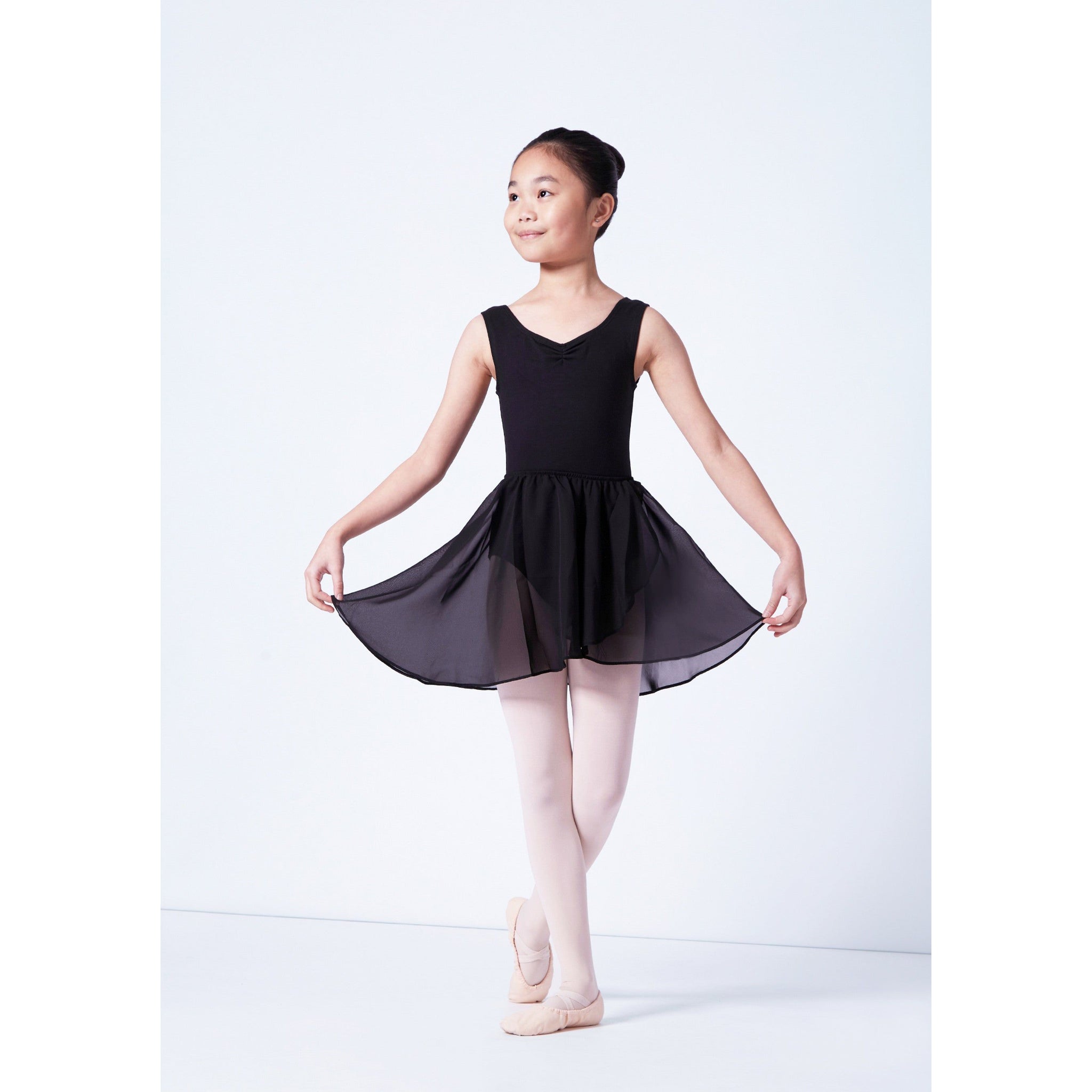 Girls Black Pull-On Georgette Ballet Skirt