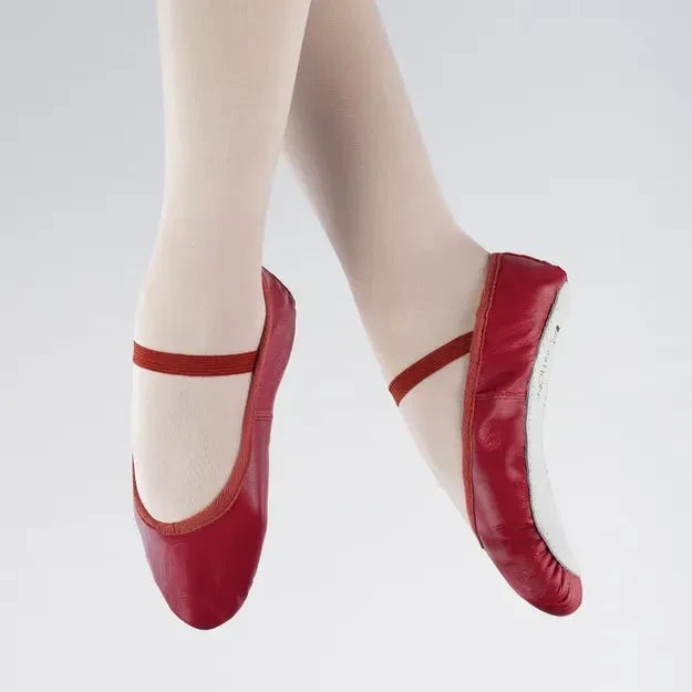 Full Sole Leather Ballet Shoes - Red