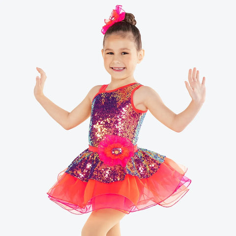 'Let's Dance' Coral Sequin Jazz Tap Dance Dress