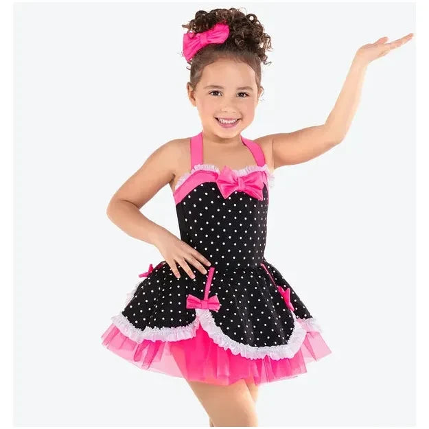 'Perfectly Marvellous' Pink and Black Polka Dot Dance Tutu Dress