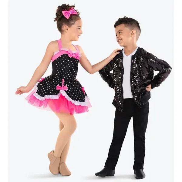 'Perfectly Marvellous' Pink and Black Polka Dot Dance Tutu Dress