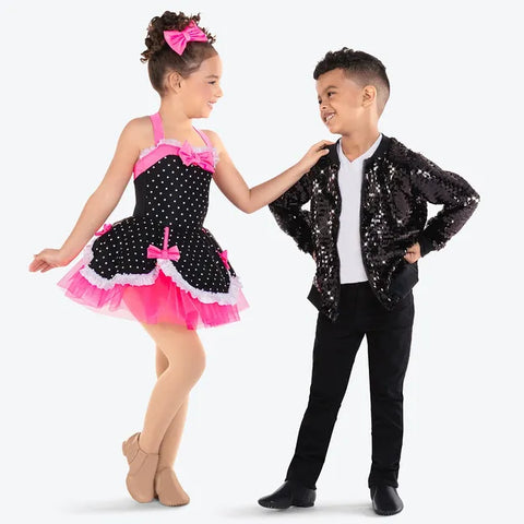 'Perfectly Marvellous' Pink and Black Polka Dot Dance Tutu Dress